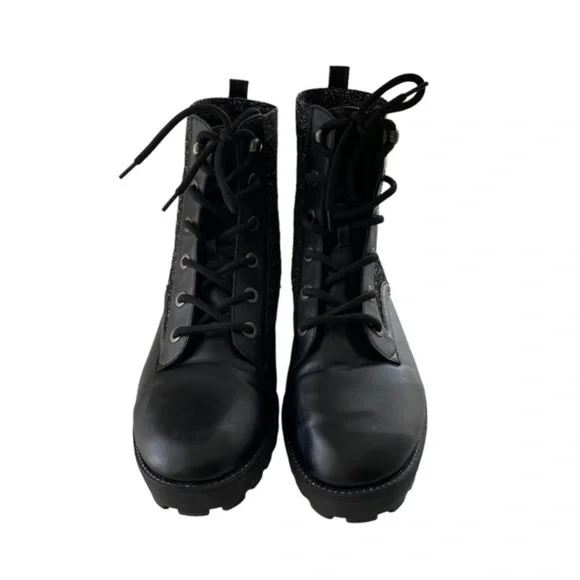 Daisy Fuentes Women's Black Combat Boots Size 11 - Picture 2 of 9